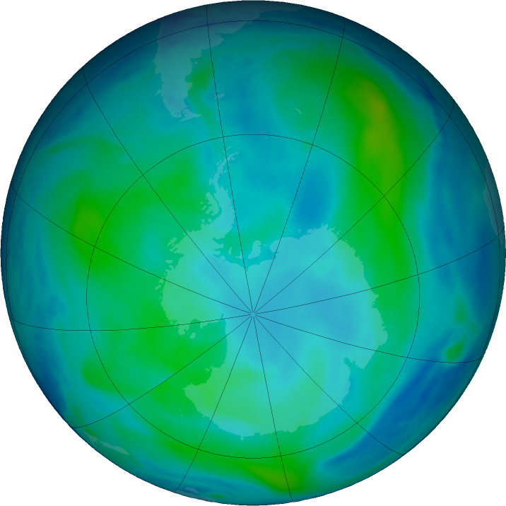 Antarctic ozone map for 28 February 2024